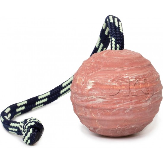 JULIUS K-9 IDC 70mm Ribbed Rubber Ball with Cord JULIUS K-9 IDC 70mm Ribbed Rubber Ball with Cord