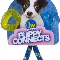 JW - Puppy Connects Teething Chew - Puppy Chew Toy - Relieves Toothache - 3 Different Attachments - Tooth Ring - Rope - Plastic Ball - One Size for Puppies JW - Puppy Connects Teething Chew - Puppy Chew Toy - Relieves Toothache - 3 Different Attachments - Tooth Ring - Rope - Plastic Ball - One Size for Puppies