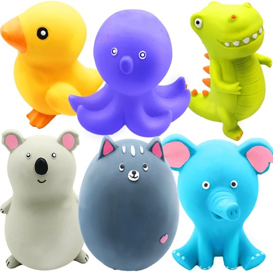 Jalousie 4 Inch Latex Dog Toys Squeaky Toy Soft Rubber Dog Toys Puppy Chew Toy Fetch Game Animal Ball Medium Pets (5 Pieces, Animal Medium) Jalousie 4 Inch Latex Dog Toys Squeaky Toy Soft Rubber Dog Toys Puppy Chew Toy Fetch Game Animal Ball Medium Pets (5 Pieces, Animal Medium)