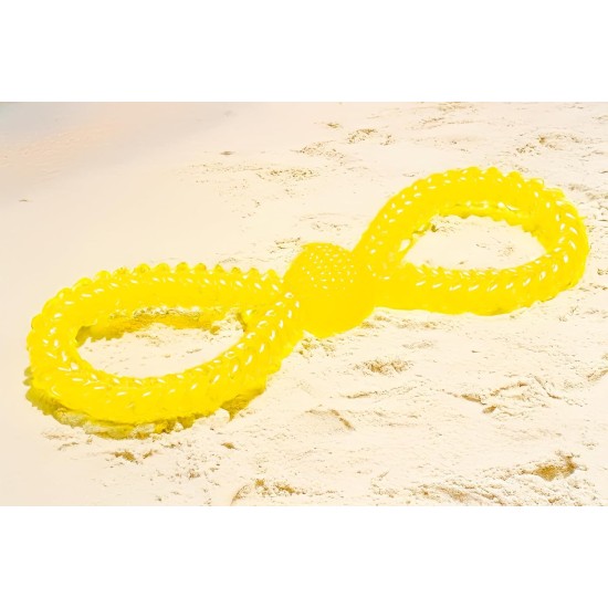 Karlie Ball with Rope - Dog Toy - TPR / Cotton - Yellow - 16 x 7 x 7 Karlie Ball with Rope - Dog Toy - TPR / Cotton - Yellow - 16 x 7 x 7