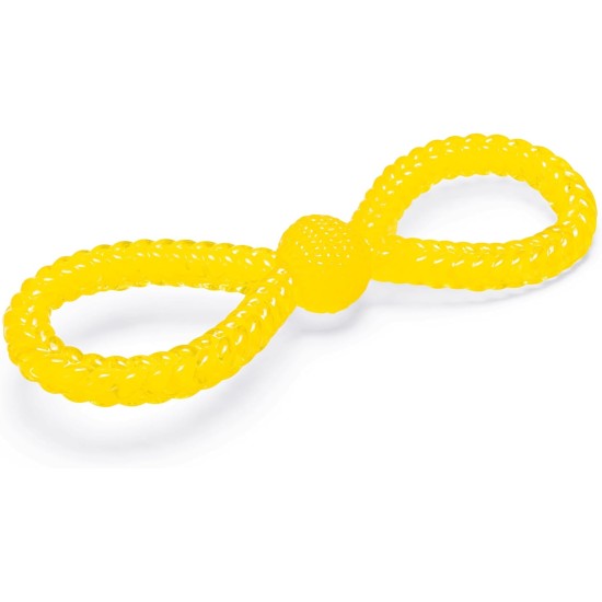 Karlie Ball with Rope - Dog Toy - TPR / Cotton - Yellow - 16 x 7 x 7 Karlie Ball with Rope - Dog Toy - TPR / Cotton - Yellow - 16 x 7 x 7