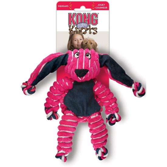 Kong Floppy Knots Bunny - Internal Floppy Knot Rope Toy for Dogs - Rope Dog Toy with Squeaker - S/M Kong Floppy Knots Bunny - Internal Floppy Knot Rope Toy for Dogs - Rope Dog Toy with Squeaker - S/M