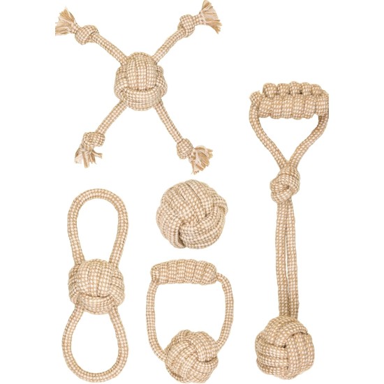 La Cordeline 5 Pieces Dog Toys Rope Cotton Hemp Natural Interactive Toys for Dogs Puppies