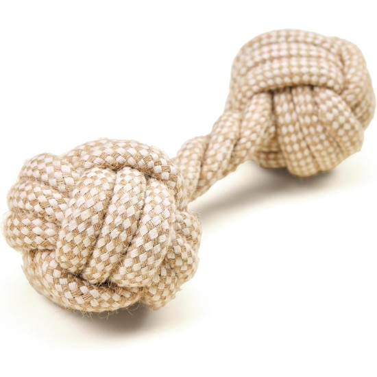 La cordeline Dog Toy Cotton Hemp Rope Natural Interactive Toy - Dumbbell 24cm La cordeline Dog Toy Cotton Hemp Rope Natural Interactive Toy - Dumbbell 24cm