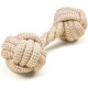 La cordeline Dog Toy Cotton Hemp Rope Natural Interactive Toy - Dumbbell 24cm