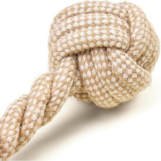 La cordeline Dog Toy Cotton Hemp Rope Natural Interactive Toy - Dumbbell 24cm La cordeline Dog Toy Cotton Hemp Rope Natural Interactive Toy - Dumbbell 24cm