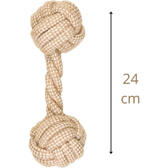 La cordeline Dog Toy Cotton Hemp Rope Natural Interactive Toy - Dumbbell 24cm La cordeline Dog Toy Cotton Hemp Rope Natural Interactive Toy - Dumbbell 24cm