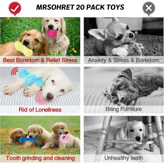 MRSOHRET Puppy Teething Chew Toy Dog Chew Toy with Rope Toy, Pet Toothbrush Treat Balls, Plush Toys and Squeaky Toys for Small Medium Dogs MRSOHRET Puppy Teething Chew Toy Dog Chew Toy with Rope Toy, Pet Toothbrush Treat Balls, Plush Toys and Squeaky Toys for Small Medium Dogs