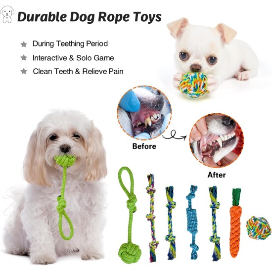 MRSOHRET Puppy Teething Chew Toy Dog Chew Toy with Rope Toy, Pet Toothbrush Treat Balls, Plush Toys and Squeaky Toys for Small Medium Dogs MRSOHRET Puppy Teething Chew Toy Dog Chew Toy with Rope Toy, Pet Toothbrush Treat Balls, Plush Toys and Squeaky Toys for Small Medium Dogs