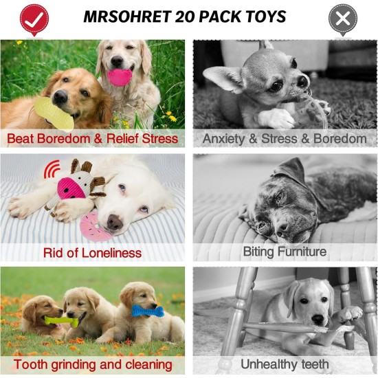 MRSOHRET Puppy Teething Chew Toy Dog Chew Toy with Rope Toy, Pet Toothbrush Treat Balls, Plush Toys and Squeaky Toys for Small Medium Dogs MRSOHRET Puppy Teething Chew Toy Dog Chew Toy with Rope Toy, Pet Toothbrush Treat Balls, Plush Toys and Squeaky Toys for Small Medium Dogs