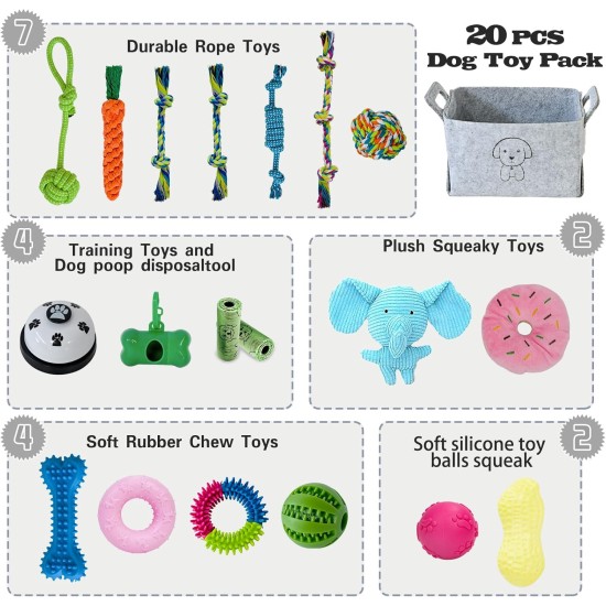 MRSOHRET Puppy Teething Chew Toy Dog Chew Toy with Rope Toy, Pet Toothbrush Treat Balls, Plush Toys and Squeaky Toys for Small Medium Dogs MRSOHRET Puppy Teething Chew Toy Dog Chew Toy with Rope Toy, Pet Toothbrush Treat Balls, Plush Toys and Squeaky Toys for Small Medium Dogs