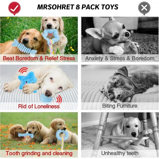 MRSOHRET Puppy Teething Chew Toy Dog Chew Toy with Rope Toy, Pet Toothbrush Treat Balls, Plush Toys and Squeaky Toys for Small Medium Dogs MRSOHRET Puppy Teething Chew Toy Dog Chew Toy with Rope Toy, Pet Toothbrush Treat Balls, Plush Toys and Squeaky Toys for Small Medium Dogs