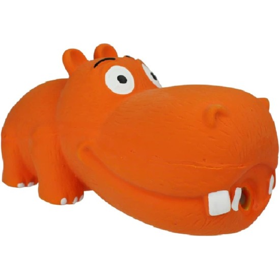 Multipet HIPPOPOTAMUS Latex Hippo that Grunts 8 inch dog toy. Ships in one of three assorted colors.