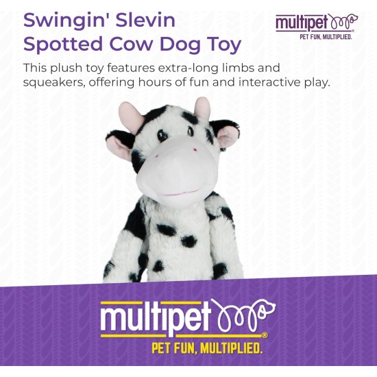 Multipet Swingin' Slevin Cow Plush Toy - Squeaky Toy for All Dogs - Extra Soft Plush - Stuffed Animal Dog Toys for Cuddling & Playing - Cute (27 inch, White, 5 Squeakers) Multipet Swingin' Slevin Cow Plush Toy - Squeaky Toy for All Dogs - Extra Soft Plush - Stuffed Animal Dog Toys for Cuddling & Playing - Cute (27 inch, White, 5 Squeakers)