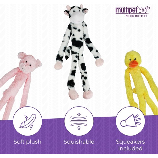 Multipet Swingin' Slevin Cow Plush Toy - Squeaky Toy for All Dogs - Extra Soft Plush - Stuffed Animal Dog Toys for Cuddling & Playing - Cute (27 inch, White, 5 Squeakers) Multipet Swingin' Slevin Cow Plush Toy - Squeaky Toy for All Dogs - Extra Soft Plush - Stuffed Animal Dog Toys for Cuddling & Playing - Cute (27 inch, White, 5 Squeakers)