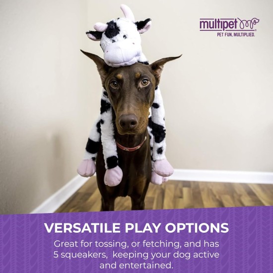Multipet Swingin' Slevin Cow Plush Toy - Squeaky Toy for All Dogs - Extra Soft Plush - Stuffed Animal Dog Toys for Cuddling & Playing - Cute (27 inch, White, 5 Squeakers) Multipet Swingin' Slevin Cow Plush Toy - Squeaky Toy for All Dogs - Extra Soft Plush - Stuffed Animal Dog Toys for Cuddling & Playing - Cute (27 inch, White, 5 Squeakers)