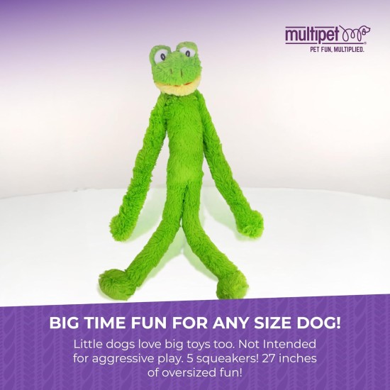 Multipet's Swingin Slevin XXL Oversized 30-Inch Green Frog Plush Dog Toy Multipet's Swingin Slevin XXL Oversized 30-Inch Green Frog Plush Dog Toy