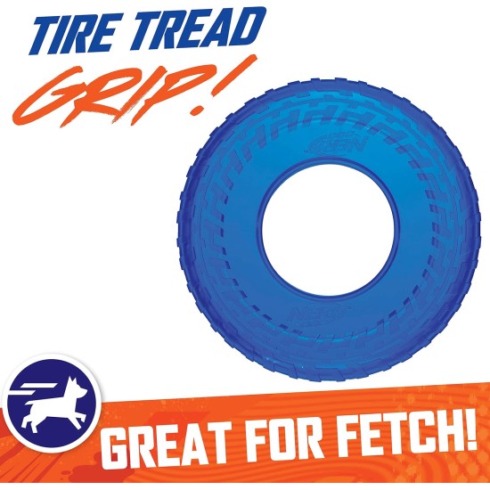 NERF Dog Toy Clear TPR Tyre Flyer 10" Blue for Dogs of All Sizes Weather and Water Resistant Ideal for Training and Mental Stimulation NERF Dog Toy Clear TPR Tyre Flyer 10" Blue for Dogs of All Sizes Weather and Water Resistant Ideal for Training and Mental Stimulation