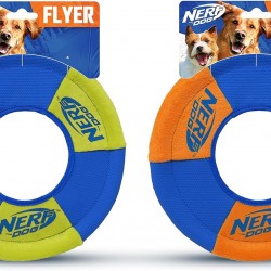 Nerf Dog (2-Pack UltraPlush Trackshot Toss and Tug Ring Dog Toy, Orange/Blue & Green/Blue, Medium Nerf Dog (2-Pack UltraPlush Trackshot Toss and Tug Ring Dog Toy, Orange/Blue & Green/Blue, Medium