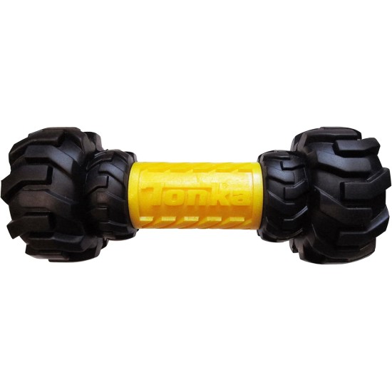 Nerf Dog Axle Tread Dog Toy with Interactive Feeder, Lightweight, Durable and Water Resistant, 7 Inch, for Medium Breeds, Single Unit, Yellow/Black Nerf Dog Axle Tread Dog Toy with Interactive Feeder, Lightweight, Durable and Water Resistant, 7 Inch, for Medium Breeds, Single Unit, Yellow/Black