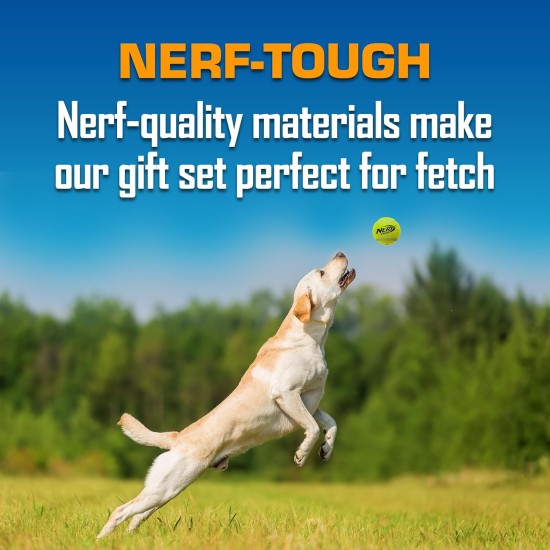 Nerf Dog Nerf Tough Material 12 Piece Dog Toy Gift Set Includes 2.5" Tennis Ball with Squeaker - Multi-Colour Nerf Dog Nerf Tough Material 12 Piece Dog Toy Gift Set Includes 2.5" Tennis Ball with Squeaker - Multi-Colour