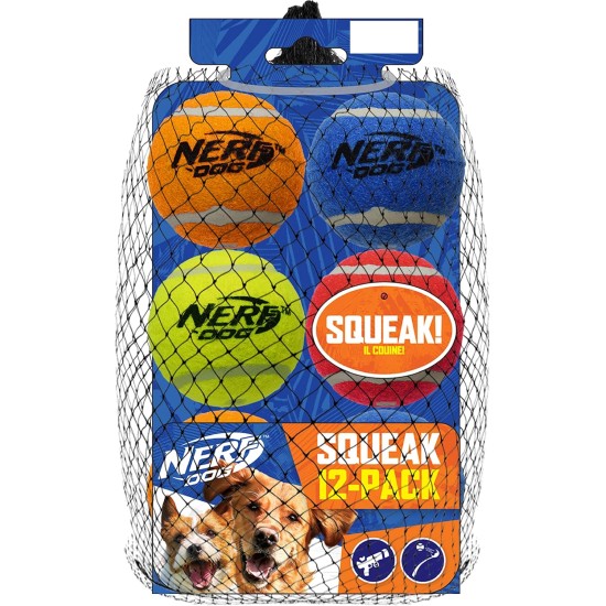 Nerf Dog Nerf Tough Material 12 Piece Dog Toy Gift Set Includes 2.5" Tennis Ball with Squeaker - Multi-Colour Nerf Dog Nerf Tough Material 12 Piece Dog Toy Gift Set Includes 2.5" Tennis Ball with Squeaker - Multi-Colour