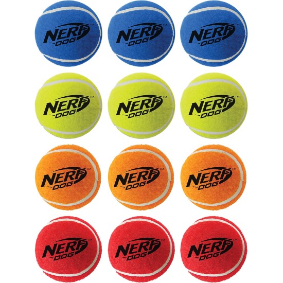 Nerf Dog Nerf Tough Material 12 Piece Dog Toy Gift Set Includes 2.5" Tennis Ball with Squeaker - Multi-Colour Nerf Dog Nerf Tough Material 12 Piece Dog Toy Gift Set Includes 2.5" Tennis Ball with Squeaker - Multi-Colour
