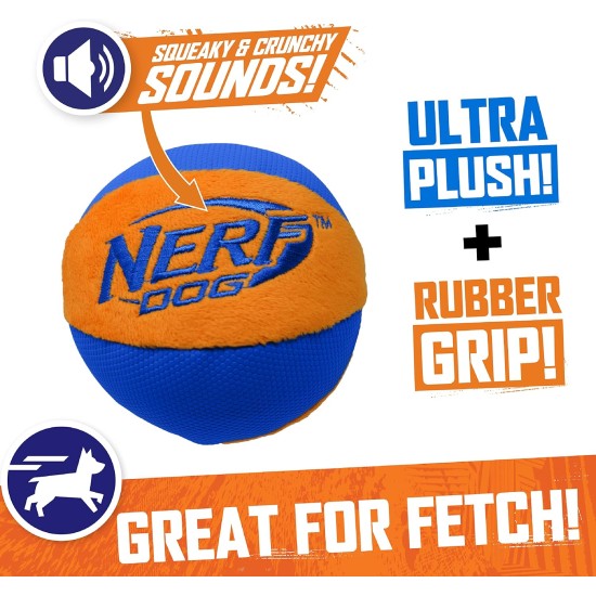 Nerf Dog Trackshot Ball Dog Toy with Interactive Squeaker and Crunch, Lightweight, Durable and Water Resistant, 4.5 Inch for Medium/Large Breeds, Single Unit, Blue/Orange Nerf Dog Trackshot Ball Dog Toy with Interactive Squeaker and Crunch, Lightweight, Durable and Water Resistant, 4.5 Inch for Medium/Large Breeds, Single Unit, Blue/Orange