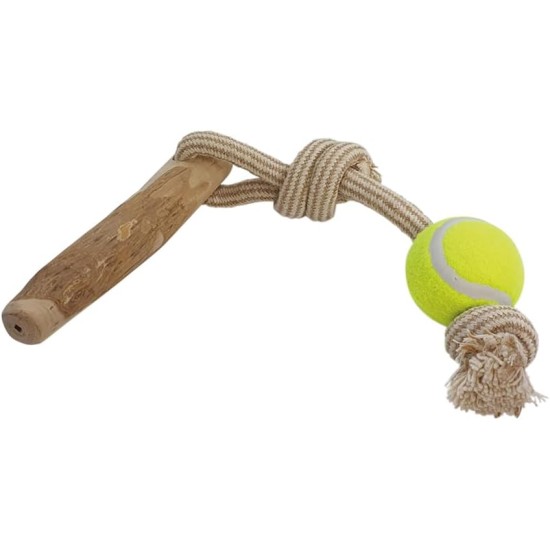 Nobby Coffee Wood with Rope and Ball L, Approx. 56 cm Nobby Coffee Wood with Rope and Ball L, Approx. 56 cm