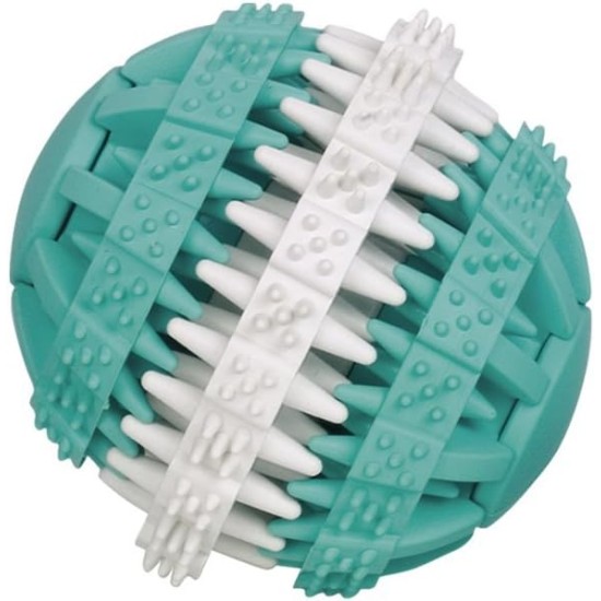 Nobby Solid Rubber Dental Fun Ball, 7 cm, Turquoise/White