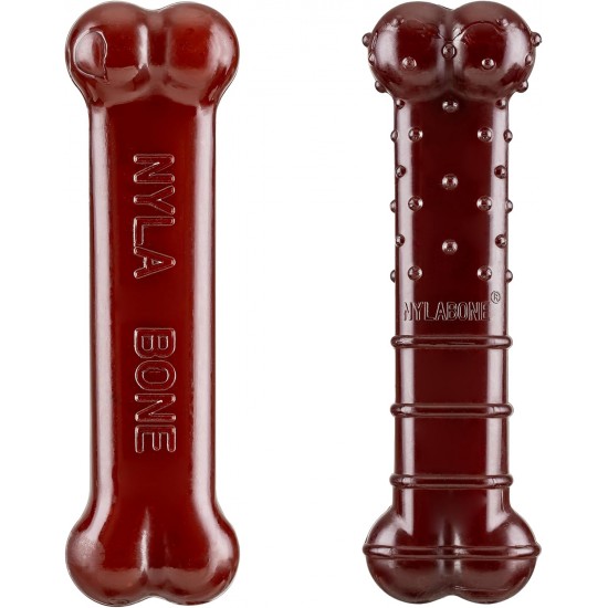 Nylabone, Basted Blast, Extremely Strong Chew Bone, Nylon Dog Toy, Bone Shape, Durable Chew Bone, Bacon and Steak Flavour, Extra Small, for Dogs up to 7 kg, Pack of 2 Nylabone, Basted Blast, Extremely Strong Chew Bone, Nylon Dog Toy, Bone Shape, Durable Chew Bone, Bacon and Steak Flavour, Extra Small, for Dogs up to 7 kg, Pack of 2