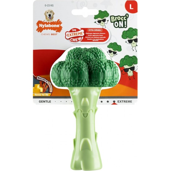 Nylabone, Extremely Strong Chewing Effect, Novelty Broccoli Chew Toy, Durable Chew Toy with Bacon and Cheese Flavour, Large, for Dogs up to 23 kg Nylabone, Extremely Strong Chewing Effect, Novelty Broccoli Chew Toy, Durable Chew Toy with Bacon and Cheese Flavour, Large, for Dogs up to 23 kg
