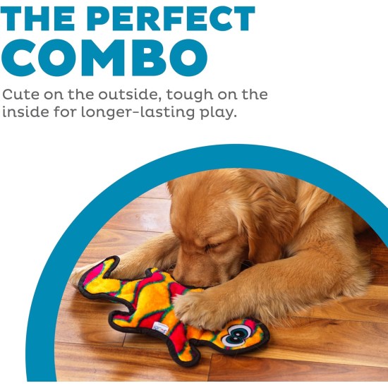 Outward Hound Kyjen 32071 Invincibles Plush Gecko without Stuffing, Durable Dog Toy, Squeaky Toy with 2 Squeakers, Small, Red/Orange Outward Hound Kyjen 32071 Invincibles Plush Gecko without Stuffing, Durable Dog Toy, Squeaky Toy with 2 Squeakers, Small, Red/Orange