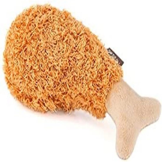 P.L.A.Y American Classic Dog Plush and Squeaker Food Toy, Fluffy's Fried Chicken