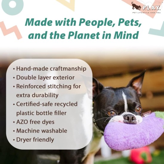 P.L.A.Y. PET Lifestyle and You P.L.A.Y. Plush Toy with Squeaky Farm Fresh Aubergine P.L.A.Y. PET Lifestyle and You P.L.A.Y. Plush Toy with Squeaky Farm Fresh Aubergine
