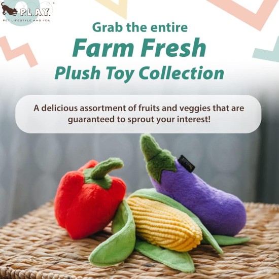 P.L.A.Y. PET Lifestyle and You P.L.A.Y. Plush Toy with Squeaky Farm Fresh Aubergine P.L.A.Y. PET Lifestyle and You P.L.A.Y. Plush Toy with Squeaky Farm Fresh Aubergine