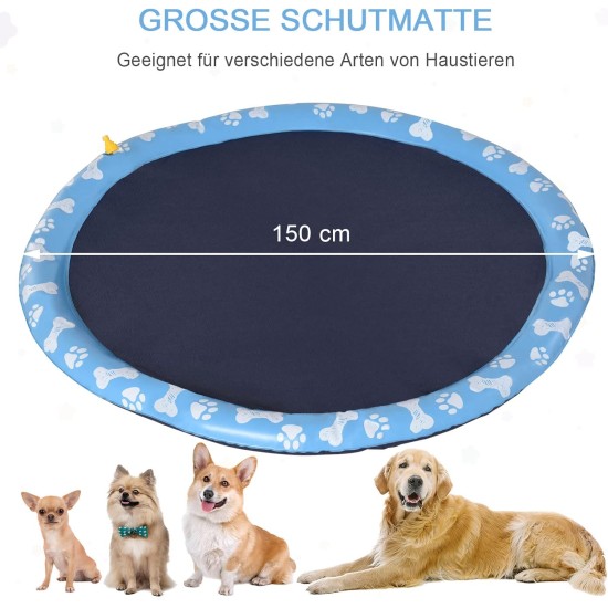 PawHut 150 cm Splash Sprinkler Pad for Dogs Spritz Water Feature Mat Water Sprinkler Non-Slip Outdoor Plastic Blue PawHut 150 cm Splash Sprinkler Pad for Dogs Spritz Water Feature Mat Water Sprinkler Non-Slip Outdoor Plastic Blue