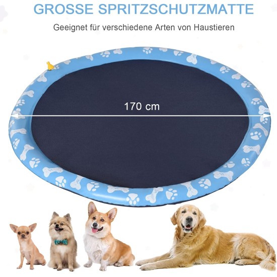 PawHut 150 cm Splash Sprinkler Pad for Dogs Spritz Water Feature Mat Water Sprinkler Non-Slip Outdoor Plastic Blue PawHut 150 cm Splash Sprinkler Pad for Dogs Spritz Water Feature Mat Water Sprinkler Non-Slip Outdoor Plastic Blue