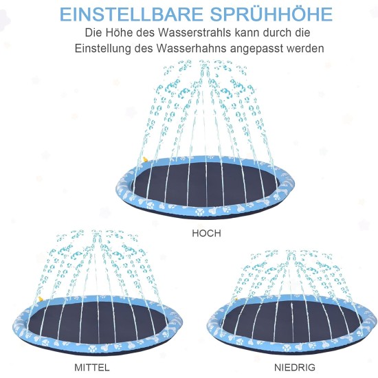 PawHut 150 cm Splash Sprinkler Pad for Dogs Spritz Water Feature Mat Water Sprinkler Non-Slip Outdoor Plastic Blue PawHut 150 cm Splash Sprinkler Pad for Dogs Spritz Water Feature Mat Water Sprinkler Non-Slip Outdoor Plastic Blue