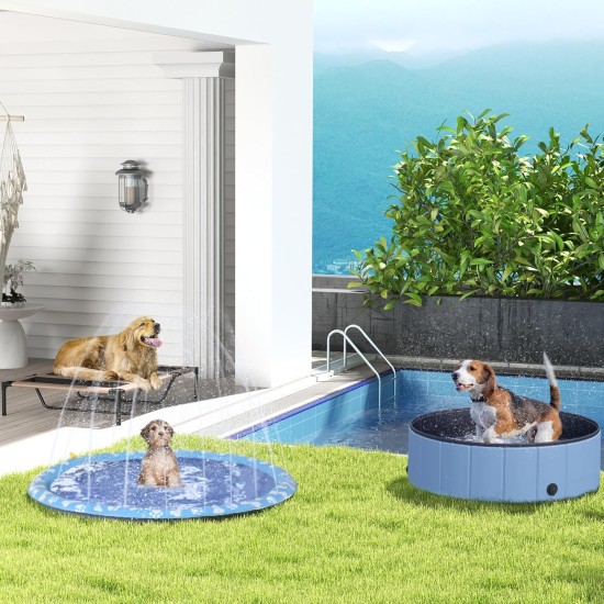 PawHut 150 cm Splash Sprinkler Pad for Dogs Spritz Water Feature Mat Water Sprinkler Non-Slip Outdoor Plastic Blue PawHut 150 cm Splash Sprinkler Pad for Dogs Spritz Water Feature Mat Water Sprinkler Non-Slip Outdoor Plastic Blue