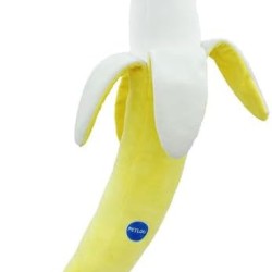 Pet Lou Banana Shaped Dog Toy, 29" Height, White and Yellow, Squeaky Toy, Plush, Pet Toys and Accessories Pet Lou Banana Shaped Dog Toy, 29" Height, White and Yellow, Squeaky Toy, Plush, Pet Toys and Accessories