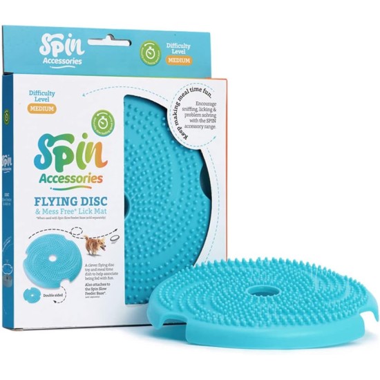 PetDreamHouse Spin Accessories Lick Flying Disc with BPA-Free TPE - Economical Replacement Interactive Feeder Accessories Blue