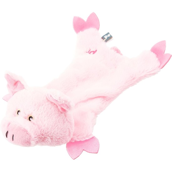 Petface Farmyard Buddies Crinkle Flat Pig Dog Toy