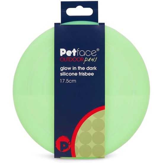 Petface Outdoor Paws Glow in the Dark Silicone Frisbee Dog Toy, 17.5 cm (Pack of 1) Petface Outdoor Paws Glow in the Dark Silicone Frisbee Dog Toy, 17.5 cm (Pack of 1)