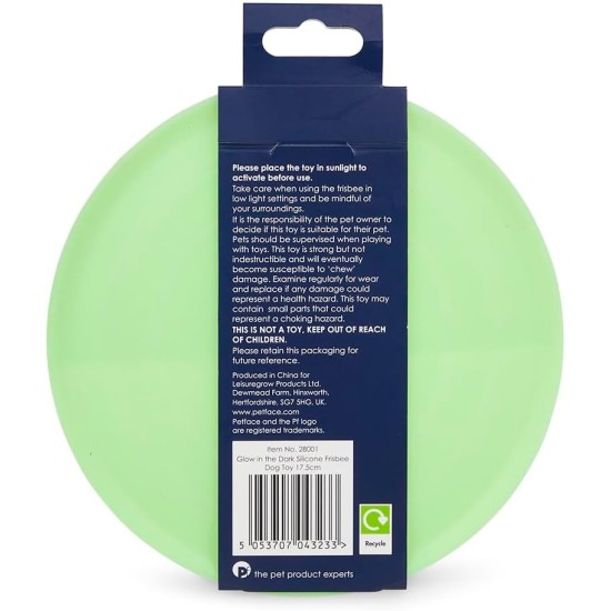 Petface Outdoor Paws Glow in the Dark Silicone Frisbee Dog Toy, 17.5 cm (Pack of 1) Petface Outdoor Paws Glow in the Dark Silicone Frisbee Dog Toy, 17.5 cm (Pack of 1)