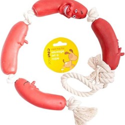 Petface Sausage On A Rope Dog Toy, Red Petface Sausage On A Rope Dog Toy, Red