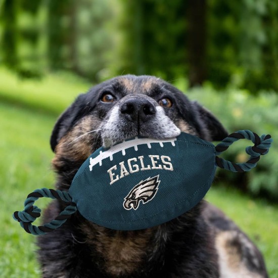 Pets First NFL PHILADELPHIA EAGLES Nylon Football Dog Toy with inner SQUEAKER & Pull Ropes PET SPORTS TOY Pets First NFL PHILADELPHIA EAGLES Nylon Football Dog Toy with inner SQUEAKER & Pull Ropes PET SPORTS TOY