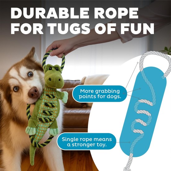 Petstages 69496M Thunda Tugga Leggy - Plush Dog Toy - Crocodile - Squeaker - One Size, Grey, 1 Piece Petstages 69496M Thunda Tugga Leggy - Plush Dog Toy - Crocodile - Squeaker - One Size, Grey, 1 Piece