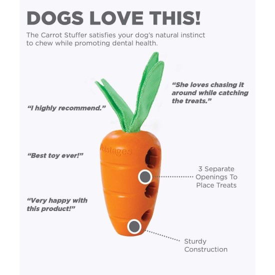 Petstages Interactive Dog Toy Carrot Filler Treat Dispenser Petstages Interactive Dog Toy Carrot Filler Treat Dispenser