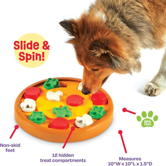 Pizza Party Treat Puzzle for Dogs, Interactive Toy for Dogs, Non-Slip Treat Dispenser, Dog Toy for Mental Stimulation and Slow Feeding, 1 Piece Pizza Party Treat Puzzle for Dogs, Interactive Toy for Dogs, Non-Slip Treat Dispenser, Dog Toy for Mental Stimulation and Slow Feeding, 1 Piece